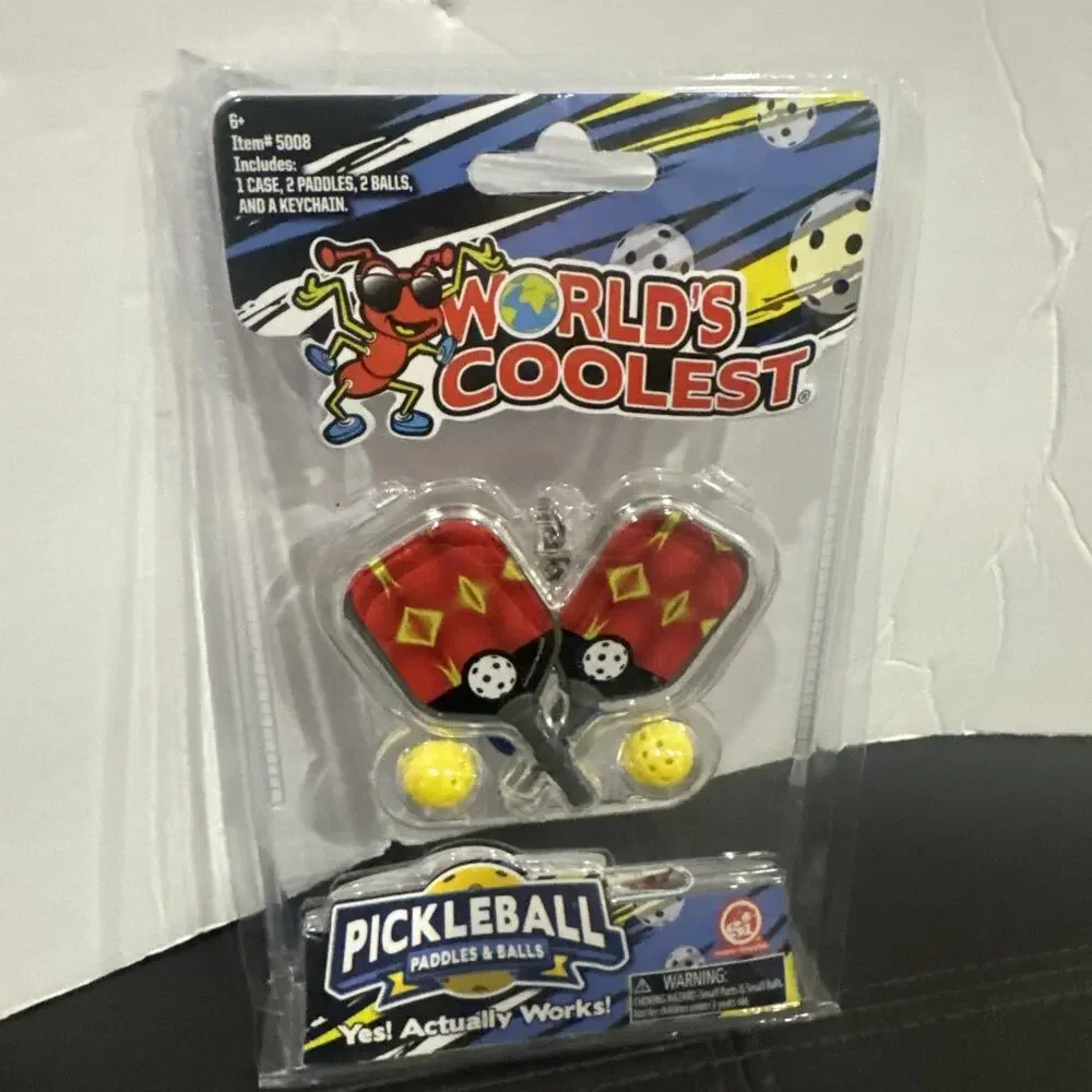 World’s Coolest Mini Pickleball Set Keychain Paddles Balls Sealed Toy Game